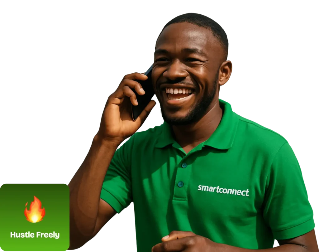 A Nigerian Man with a Green Shirt Making a phone call